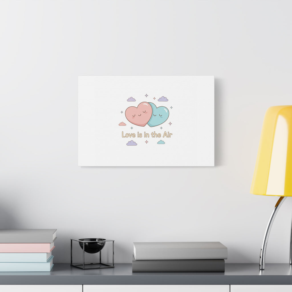 Love Is in the Air Heart Illustration Canvas | Micro‑Romance Galentine’s Pastel