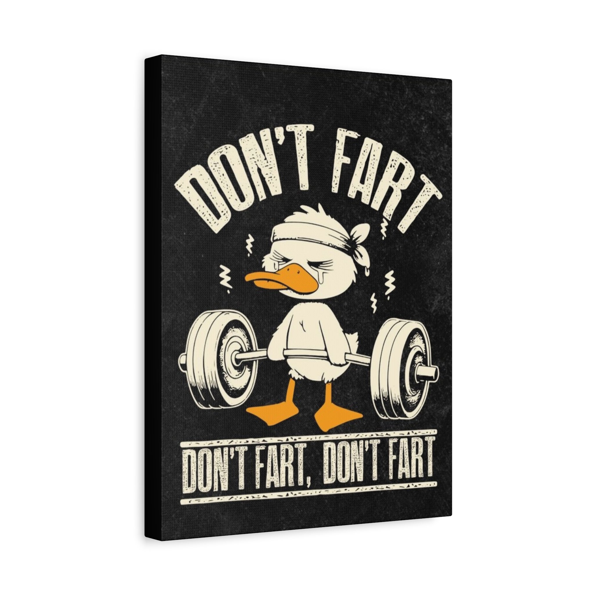 Don’t Fart Weightlifting Duck Matte Canvas Wall Art