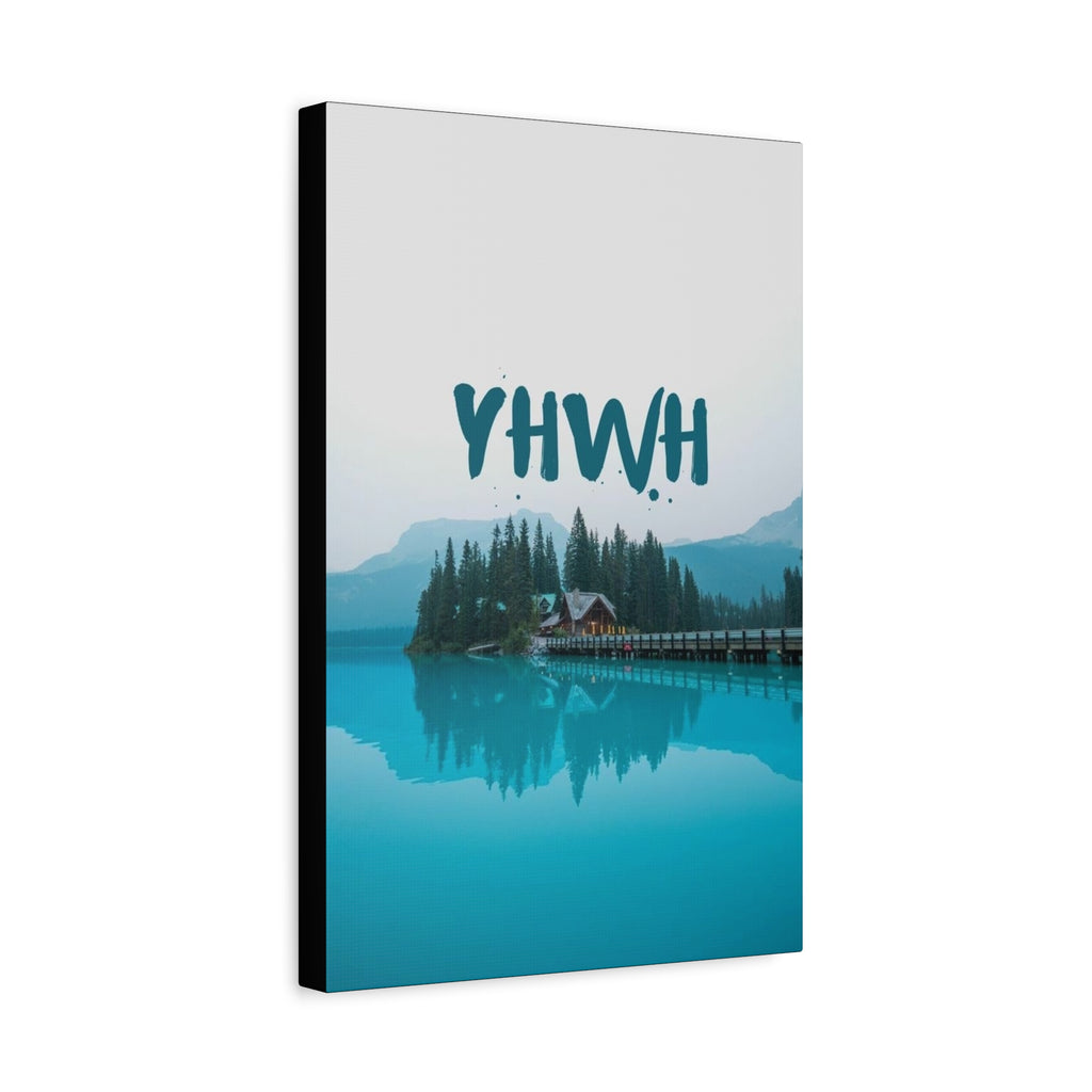 YHWH Lake Scenic Matte Canvas Art — Stretched Religious Wall Decor
