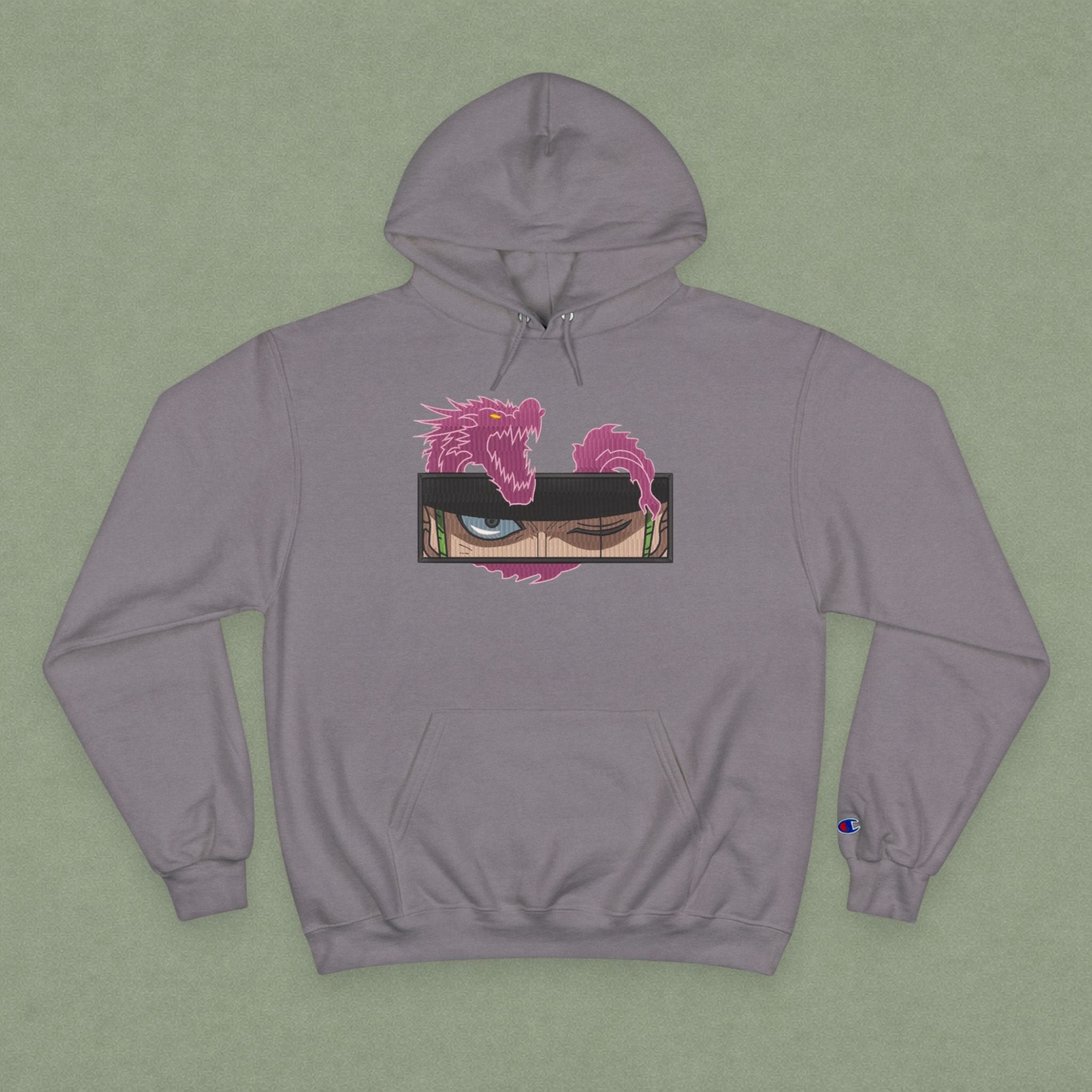 Dragon Eye Hoodie — Anime-Inspired Champion Hoodie with Pink Dragon Graphic
