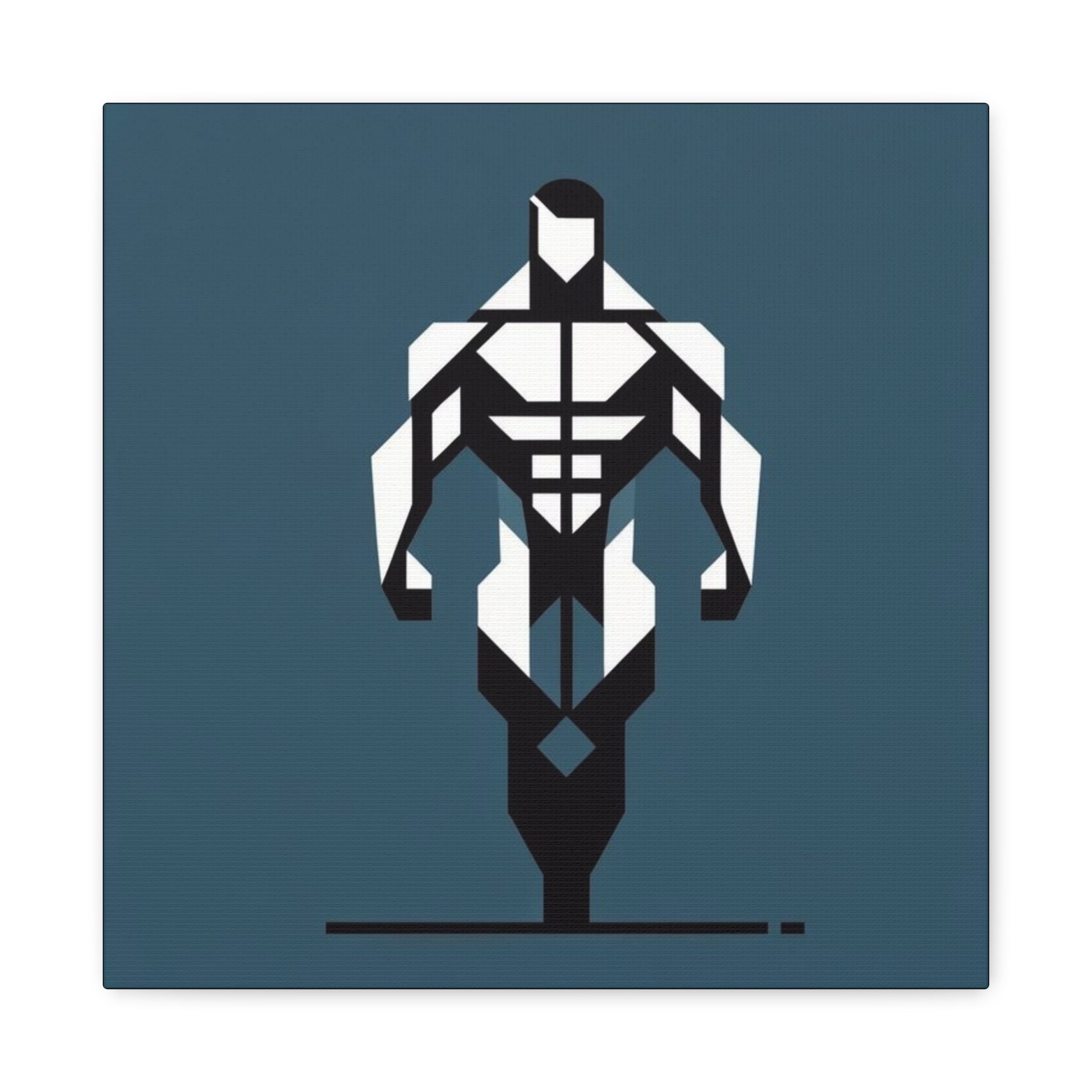 Geometric Bodybuilder Canvas Art – Minimalist Fitness Wall Decor