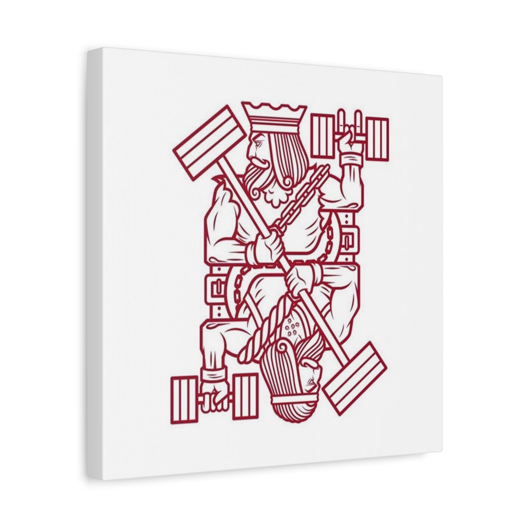 King of Strength Canvas Print — Fitness Dumbbell Playing Card Wall Art