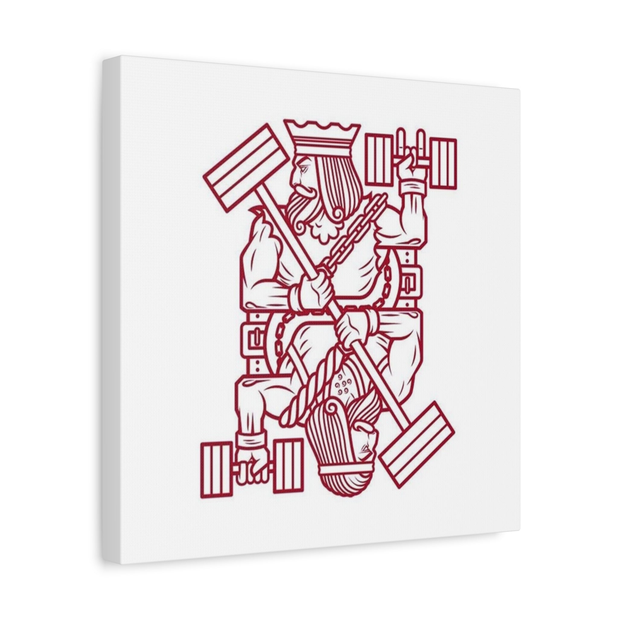 King of Strength Canvas Print — Fitness Dumbbell Playing Card Wall Art