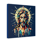 Geometric Jesus Portrait Canvas — Modern Christian Wall Art