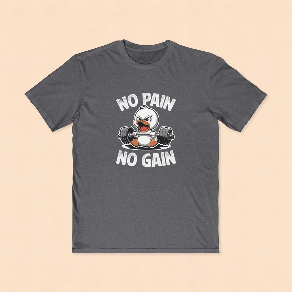 No Pain No Gain Fitness Tee — Angry Penguin Weightlifting Gym Shirt