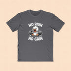 No Pain No Gain Fitness Tee — Angry Penguin Weightlifting Gym Shirt