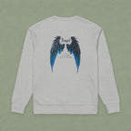 Dreamer Angel Wings Sweatshirt — Blue Feather Back Graphic Crewneck