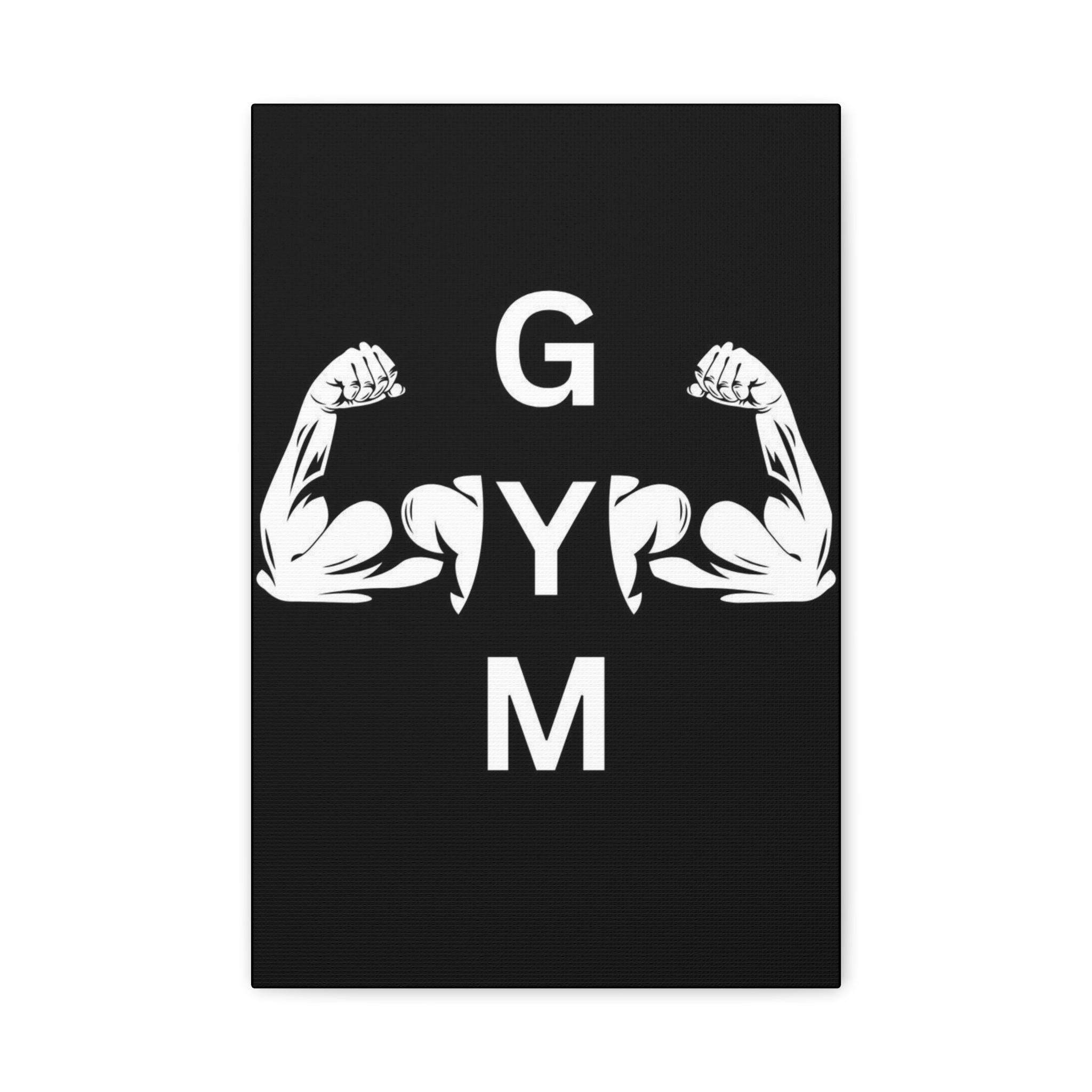 Gym Wall Art Canvas – Black 'GYM' Muscle Arms Fitness Print