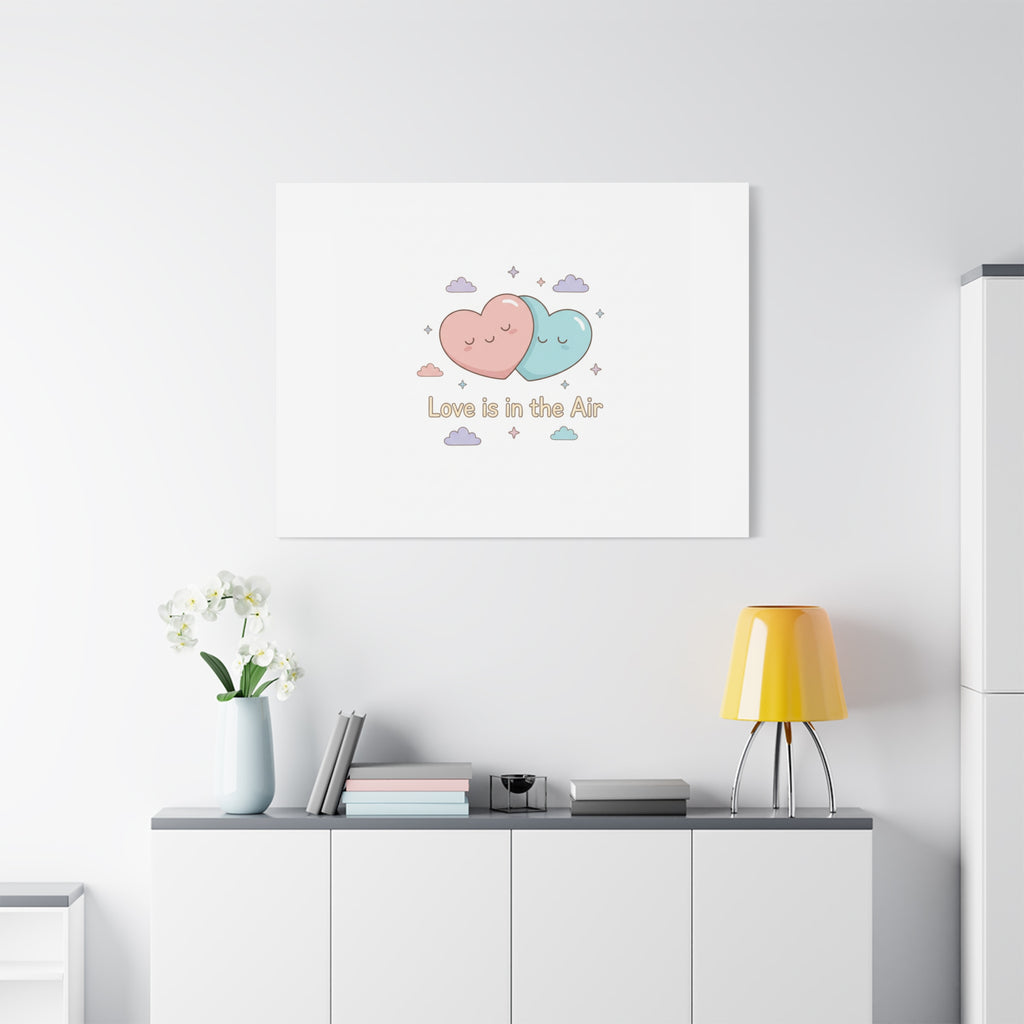 Love Is in the Air Heart Illustration Canvas | Micro‑Romance Galentine’s Pastel