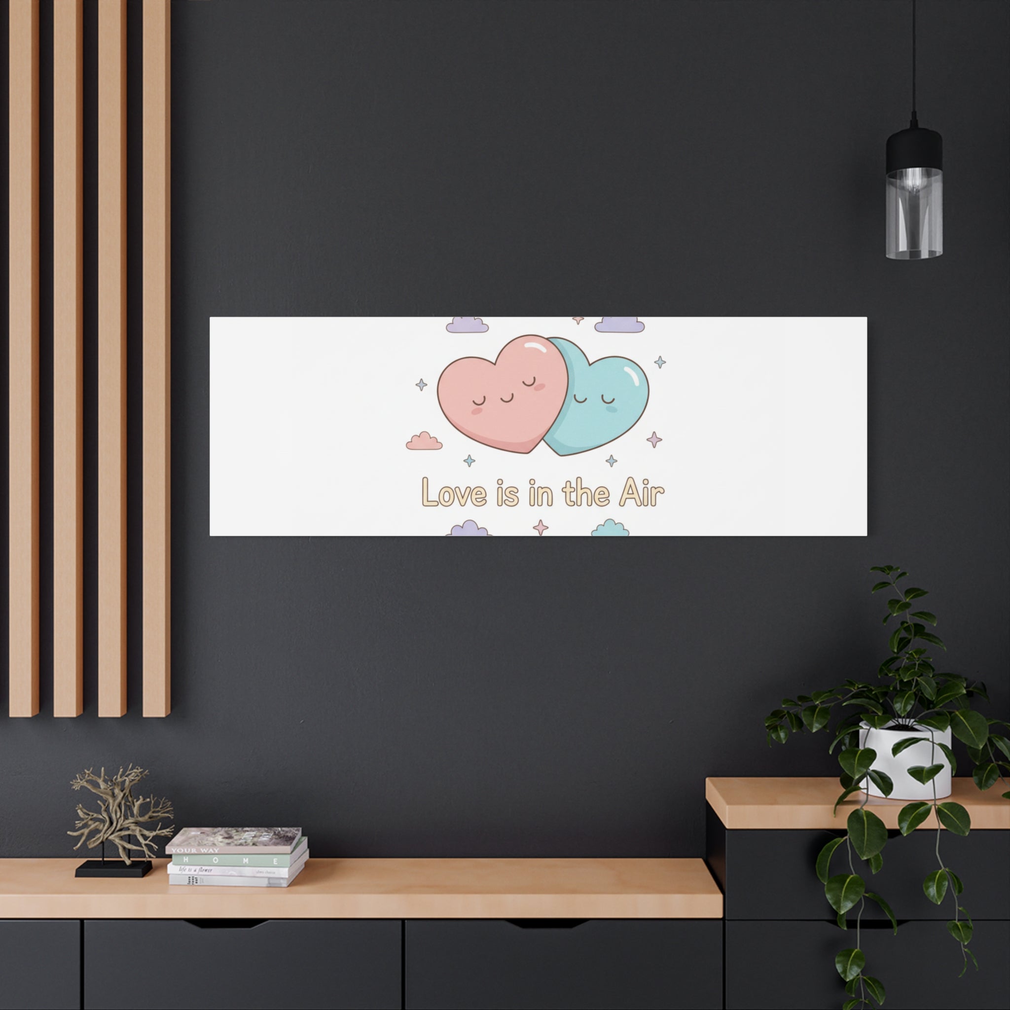 Love Is in the Air Heart Illustration Canvas | Micro‑Romance Galentine’s Pastel
