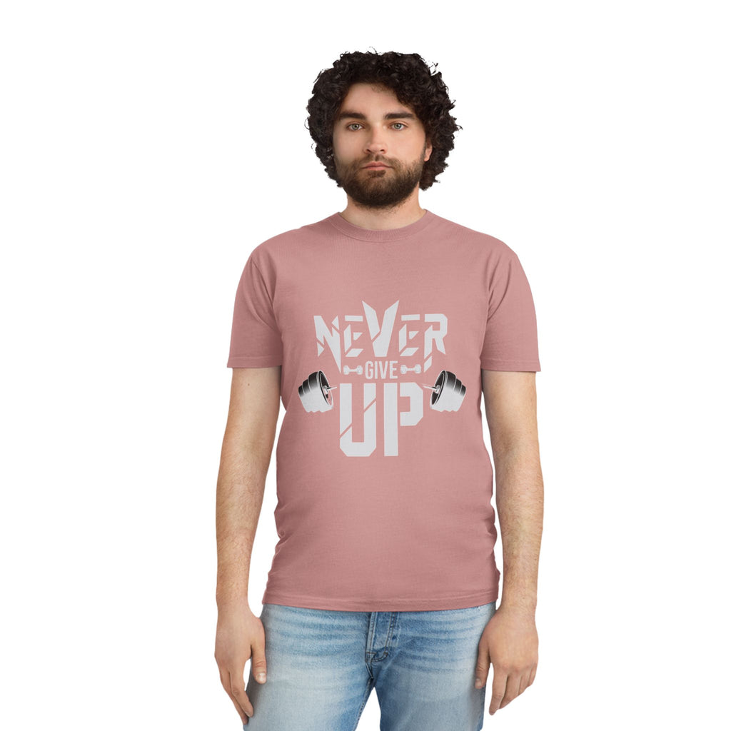Never Give Up Fitness Tee — Motivational Weightlifting T‑Shirt