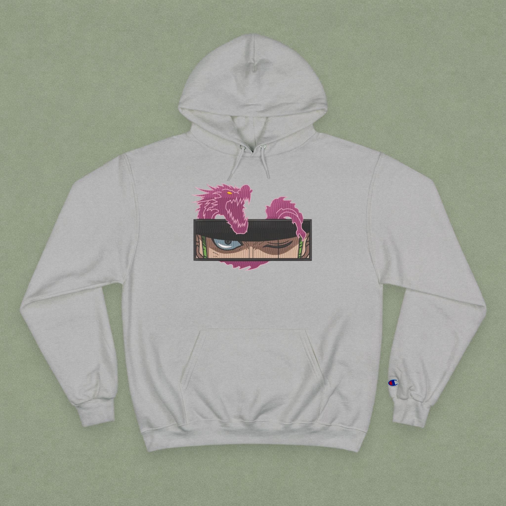 Dragon Eye Hoodie — Anime-Inspired Champion Hoodie with Pink Dragon Graphic