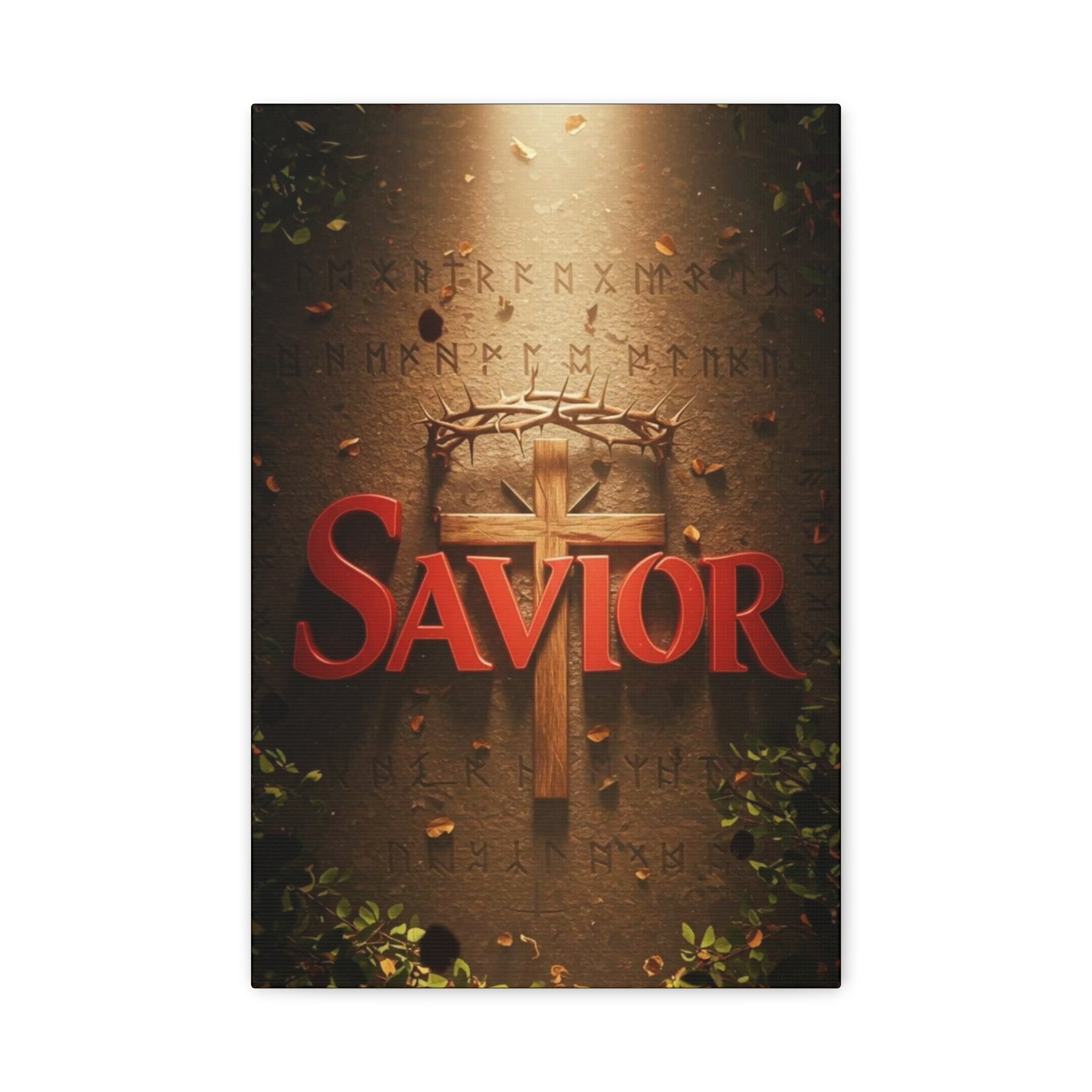 Savior Cross Matte Canvas Wall Art — Christian Religious Inspirational Decor