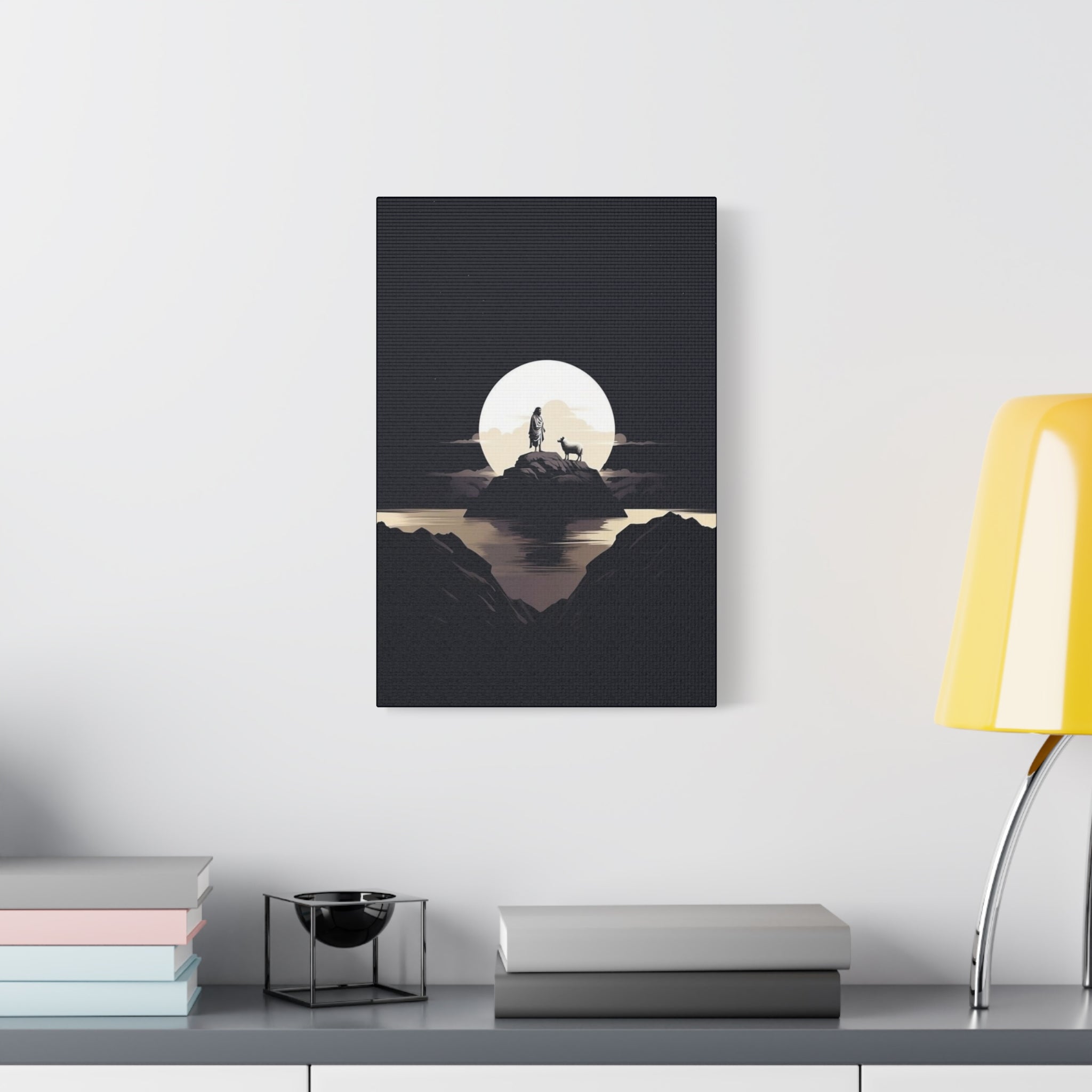 Moonlit Wanderer Canvas Print — Minimal Nature Wall Art