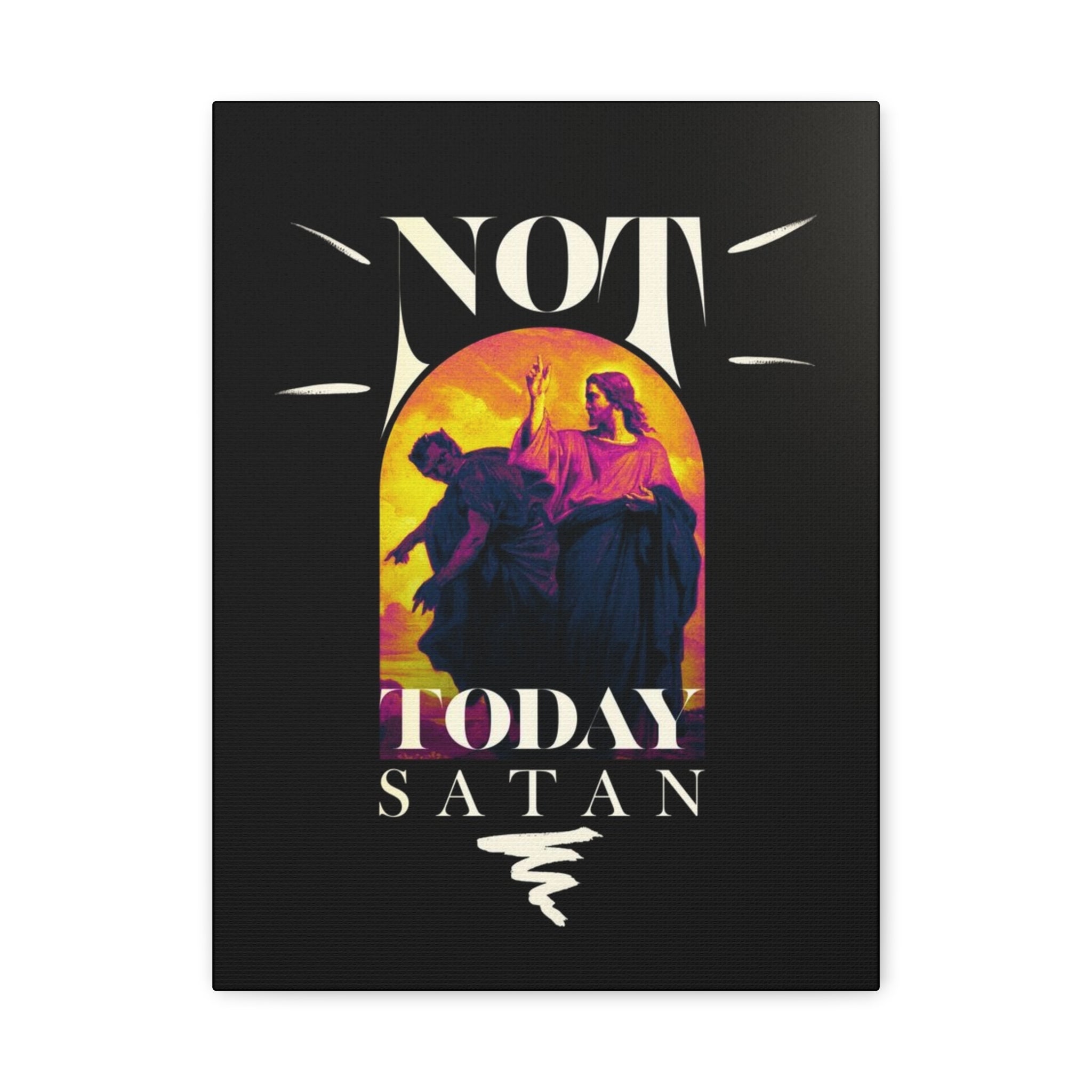 Not Today Satan — Vintage Religious Pop Art Canvas Wall Art