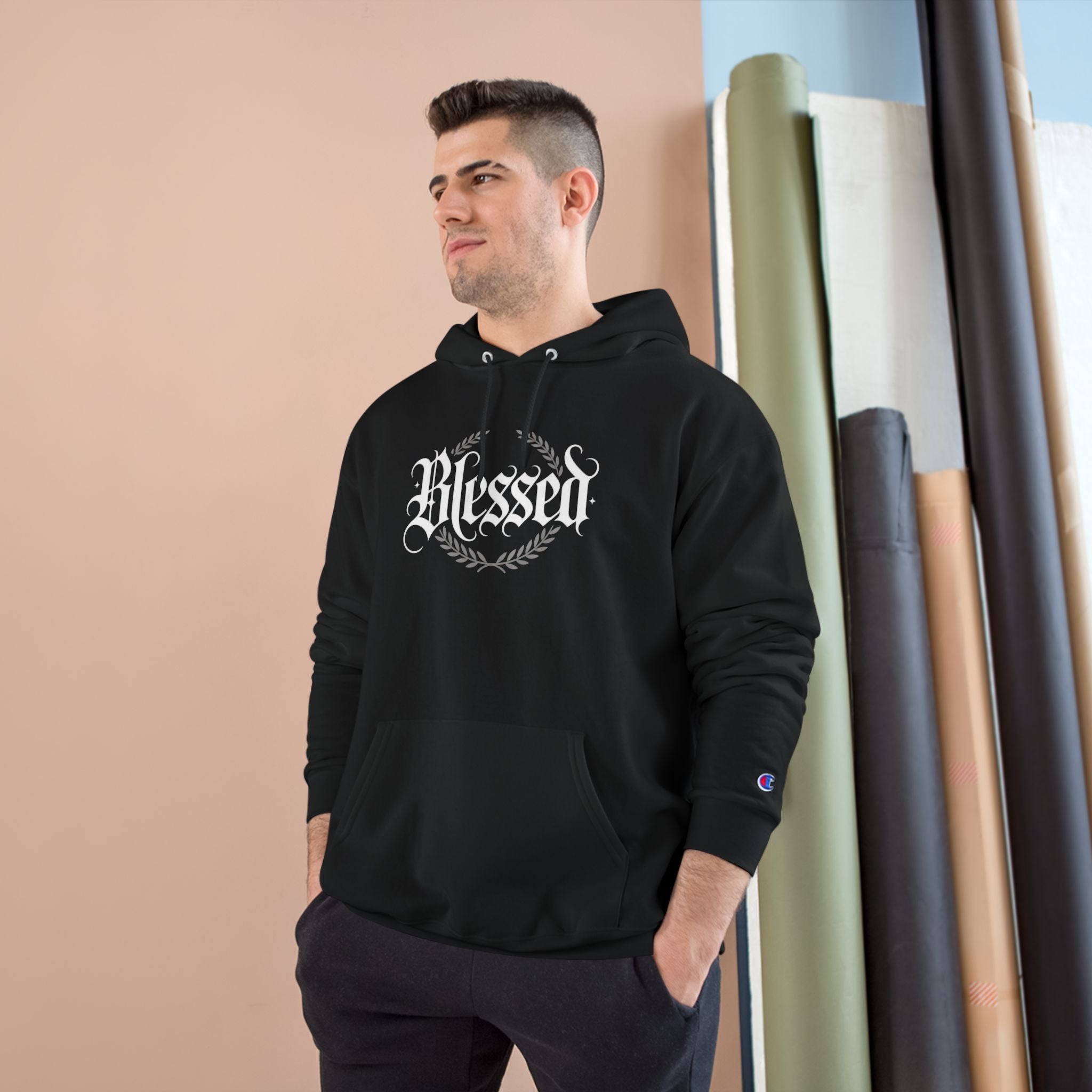 Blessed Hoodie – Vintage Script ‘Blessed’ Pullover for Faith & Gratitude