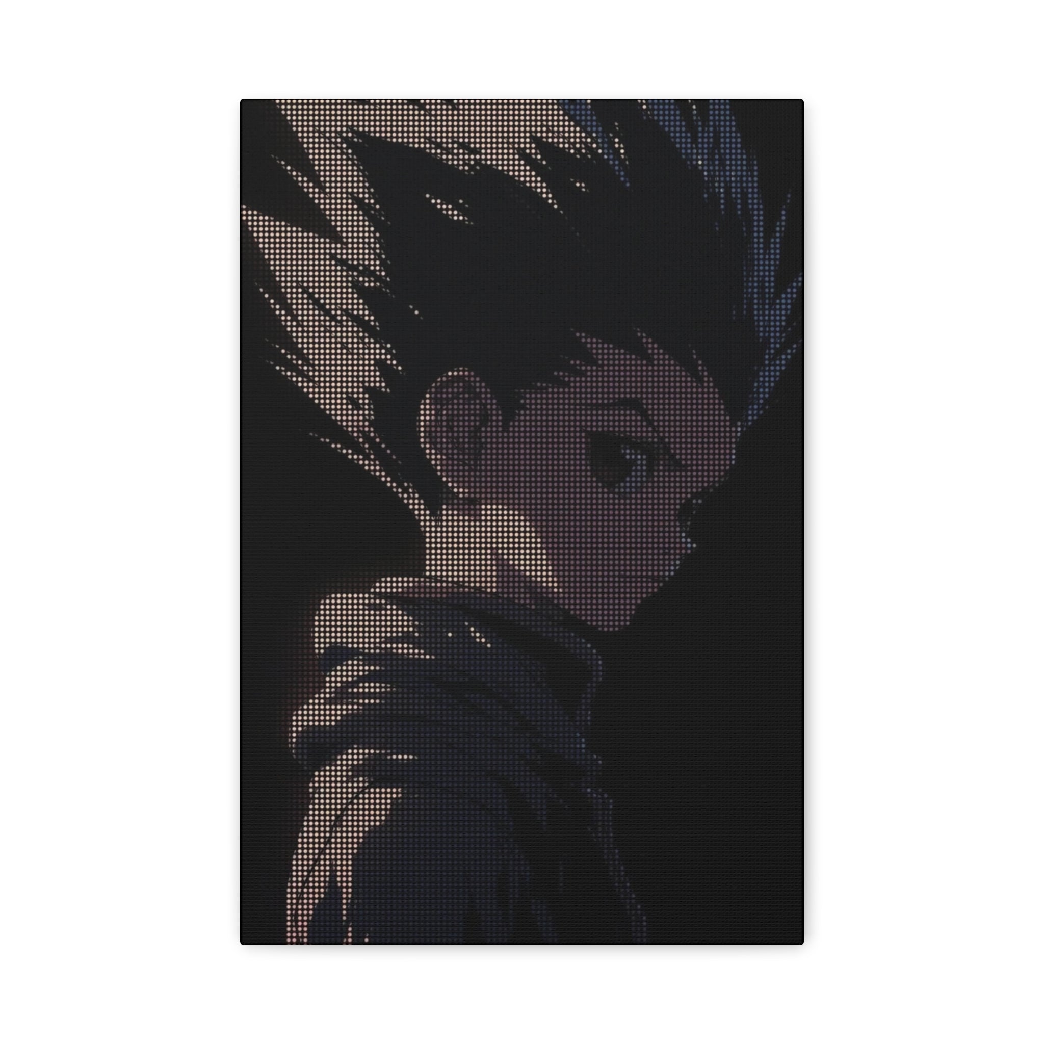 Dark Anime Portrait Matte Canvas Wall Art - Moody Character Silhouette
