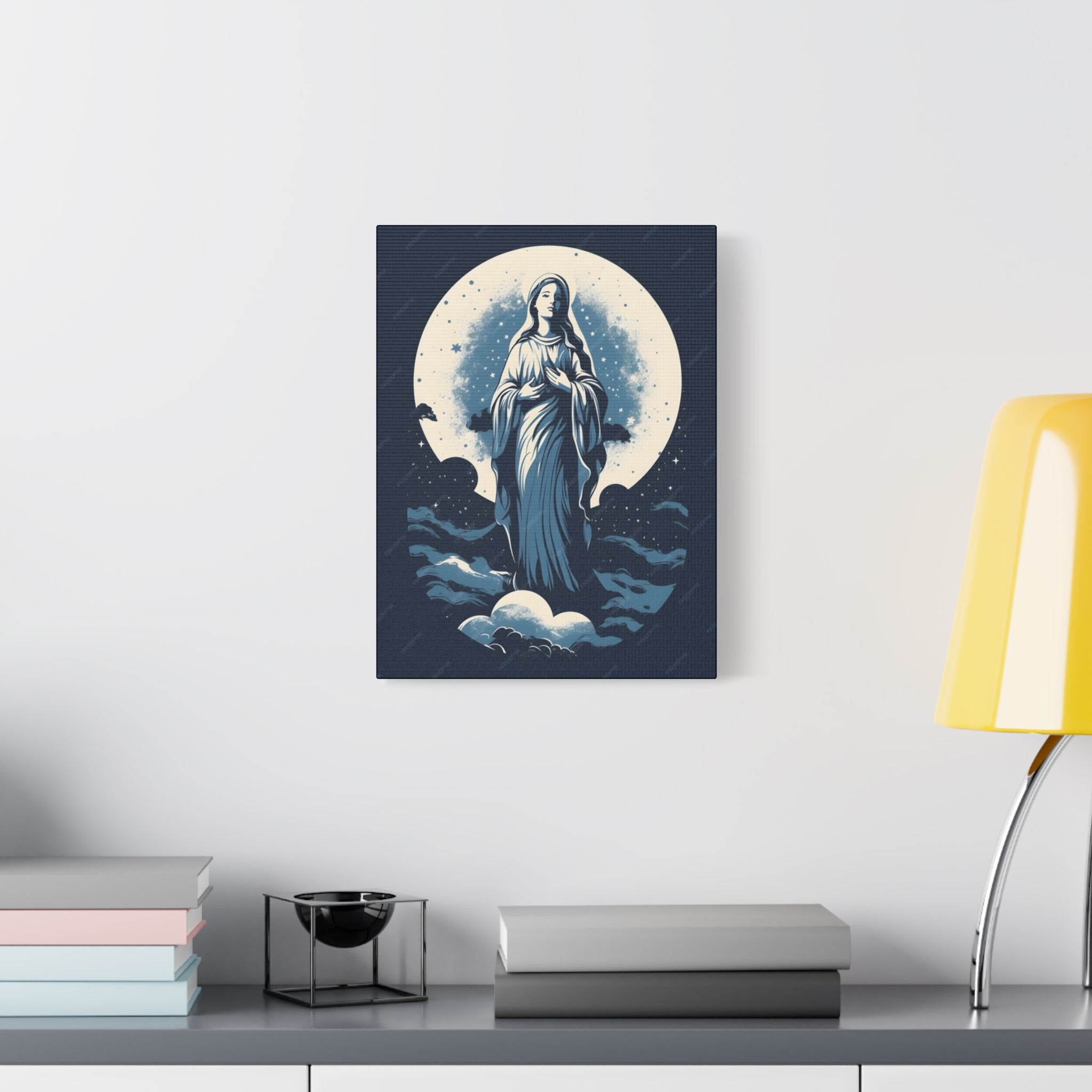 Virgin Mary Canvas Print — Blue Moon Religious Wall Art (Matte Stretched)