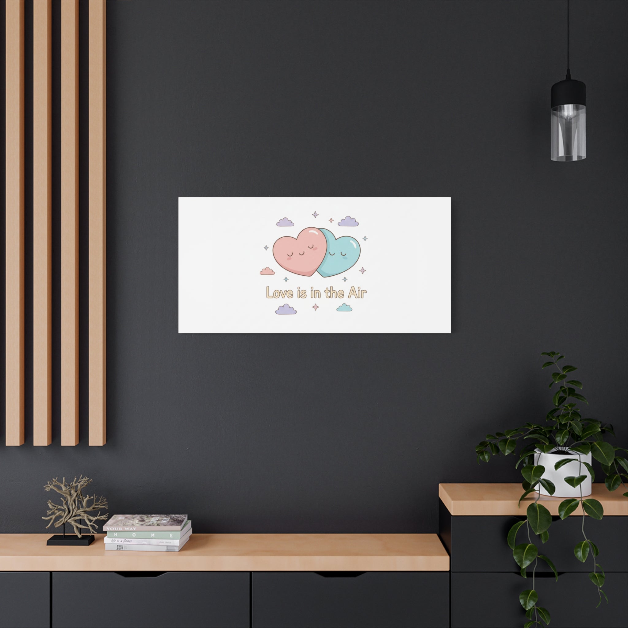 Love Is in the Air Heart Illustration Canvas | Micro‑Romance Galentine’s Pastel