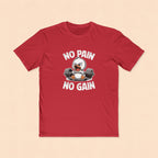 No Pain No Gain Fitness Tee — Angry Penguin Weightlifting Gym Shirt