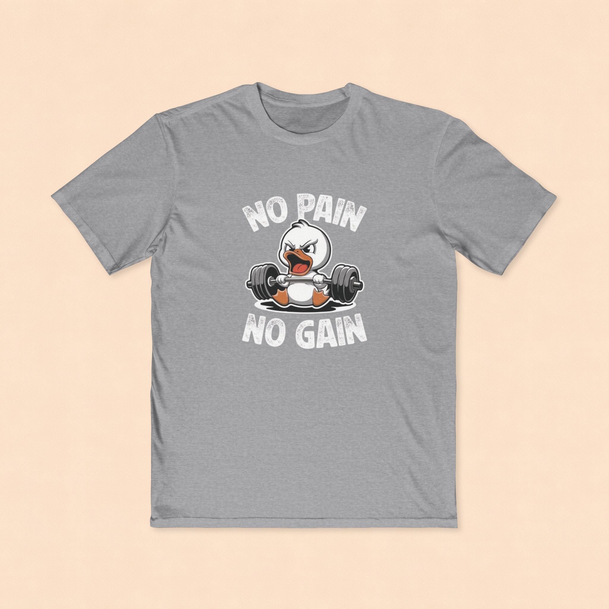 No Pain No Gain Fitness Tee — Angry Penguin Weightlifting Gym Shirt