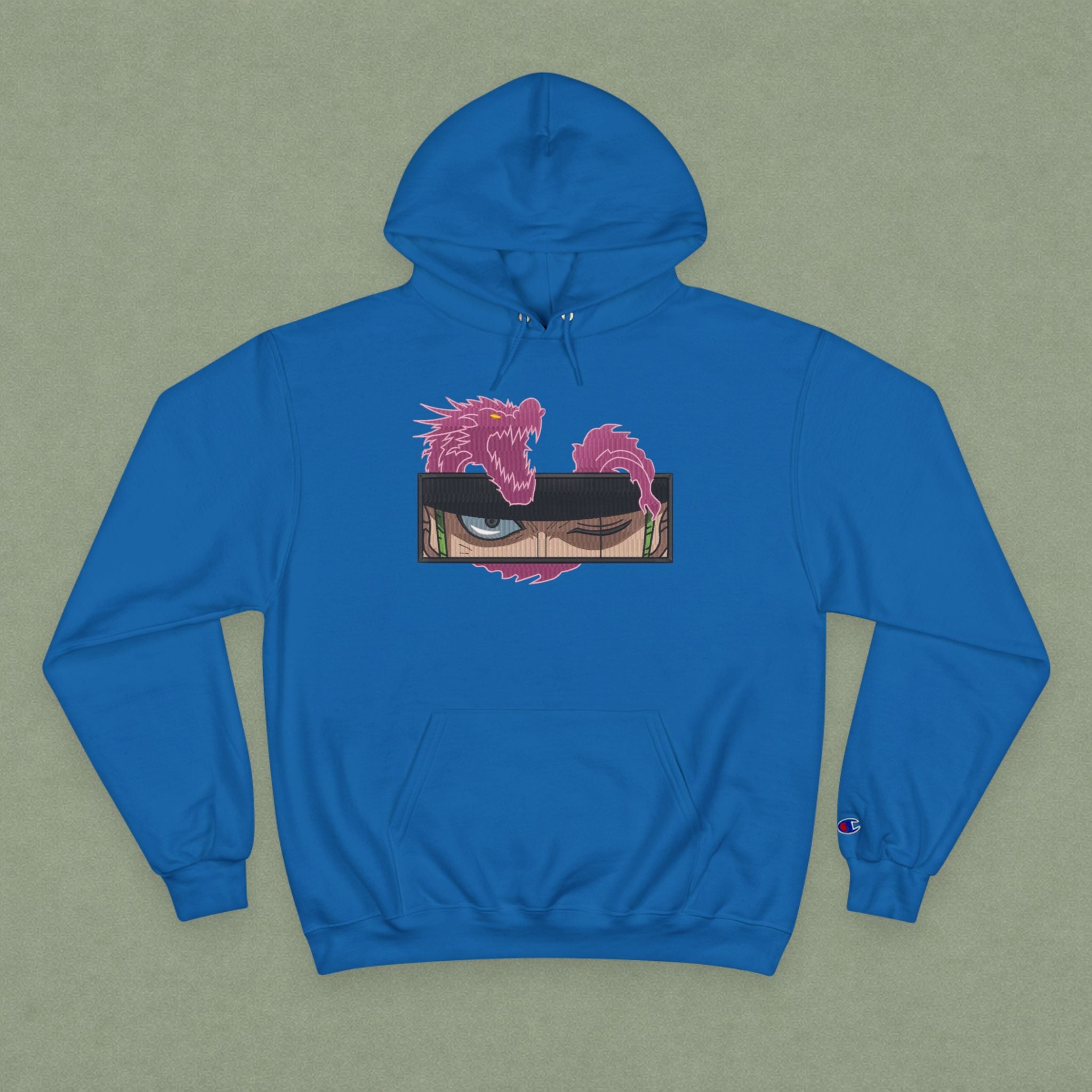 Dragon Eye Hoodie — Anime-Inspired Champion Hoodie with Pink Dragon Graphic