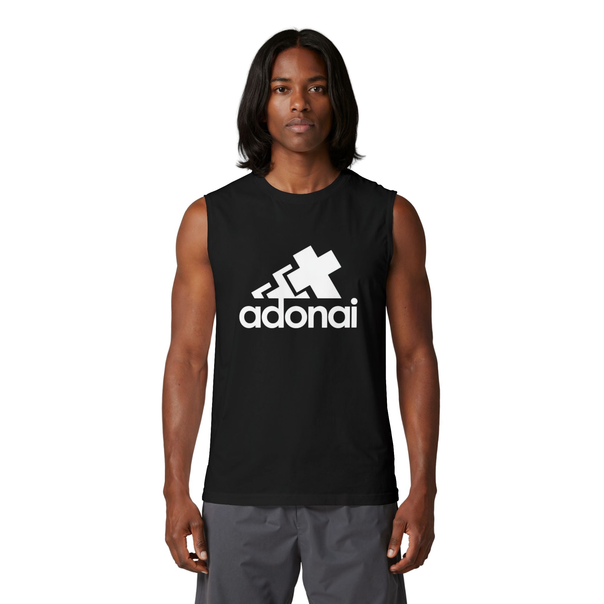 Adonai Logo Muscle Tank — Christian Faith Graphic Tank Top