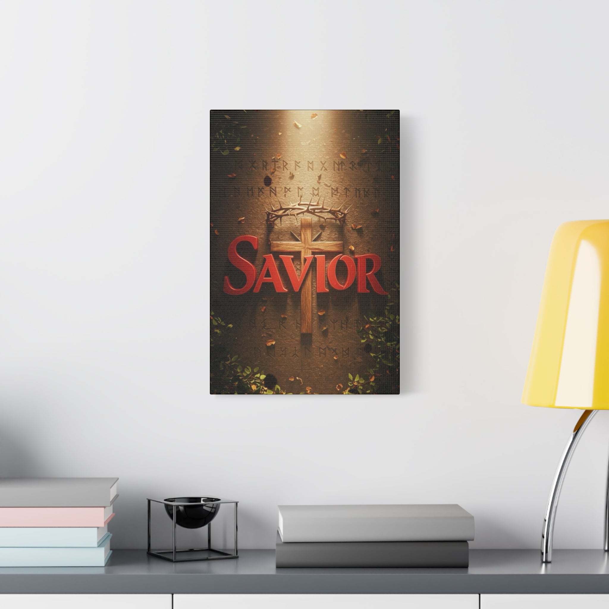Savior Cross Matte Canvas Wall Art — Christian Religious Inspirational Decor