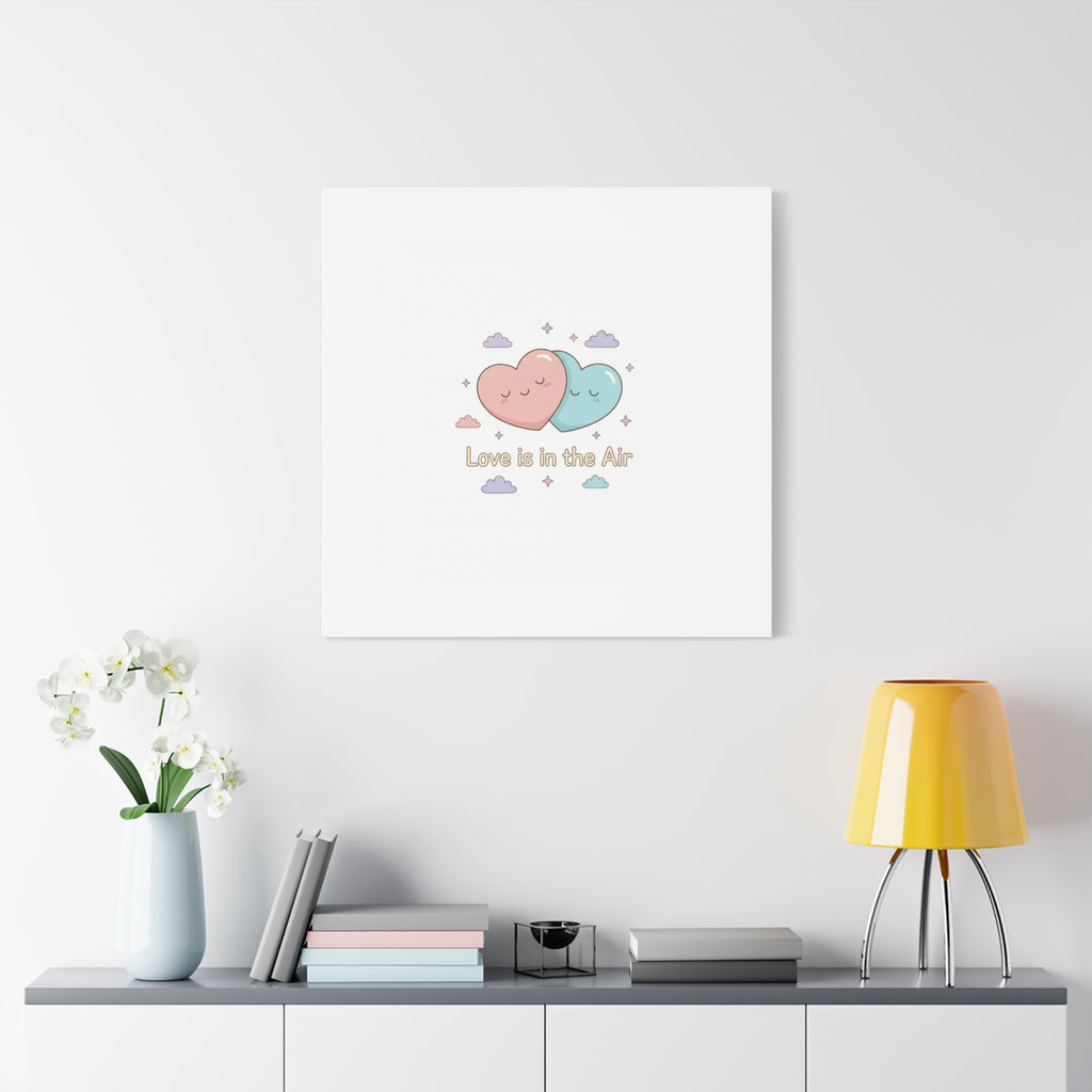 Love Is in the Air Heart Illustration Canvas | Micro‑Romance Galentine’s Pastel