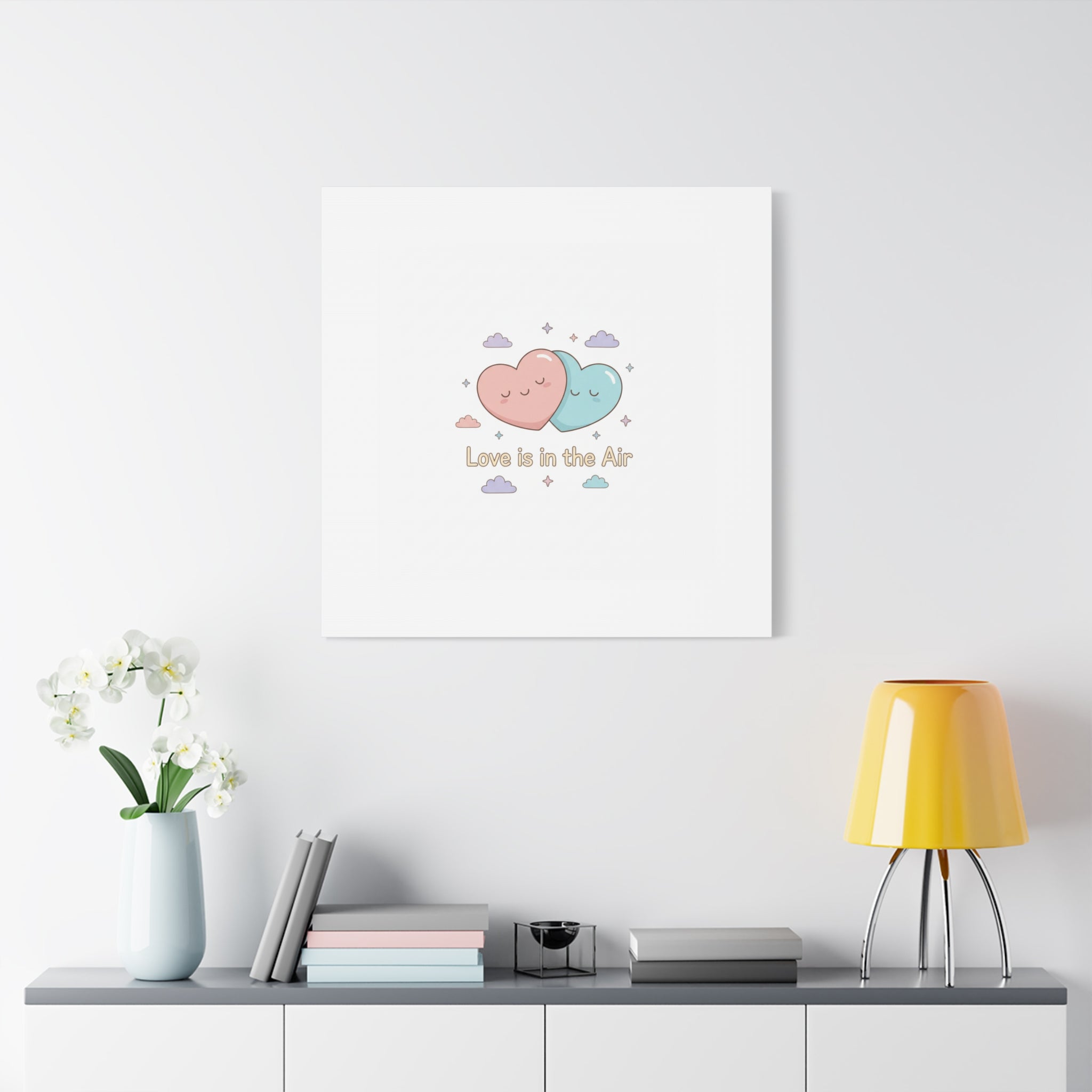 Love Is in the Air Heart Illustration Canvas | Micro‑Romance Galentine’s Pastel