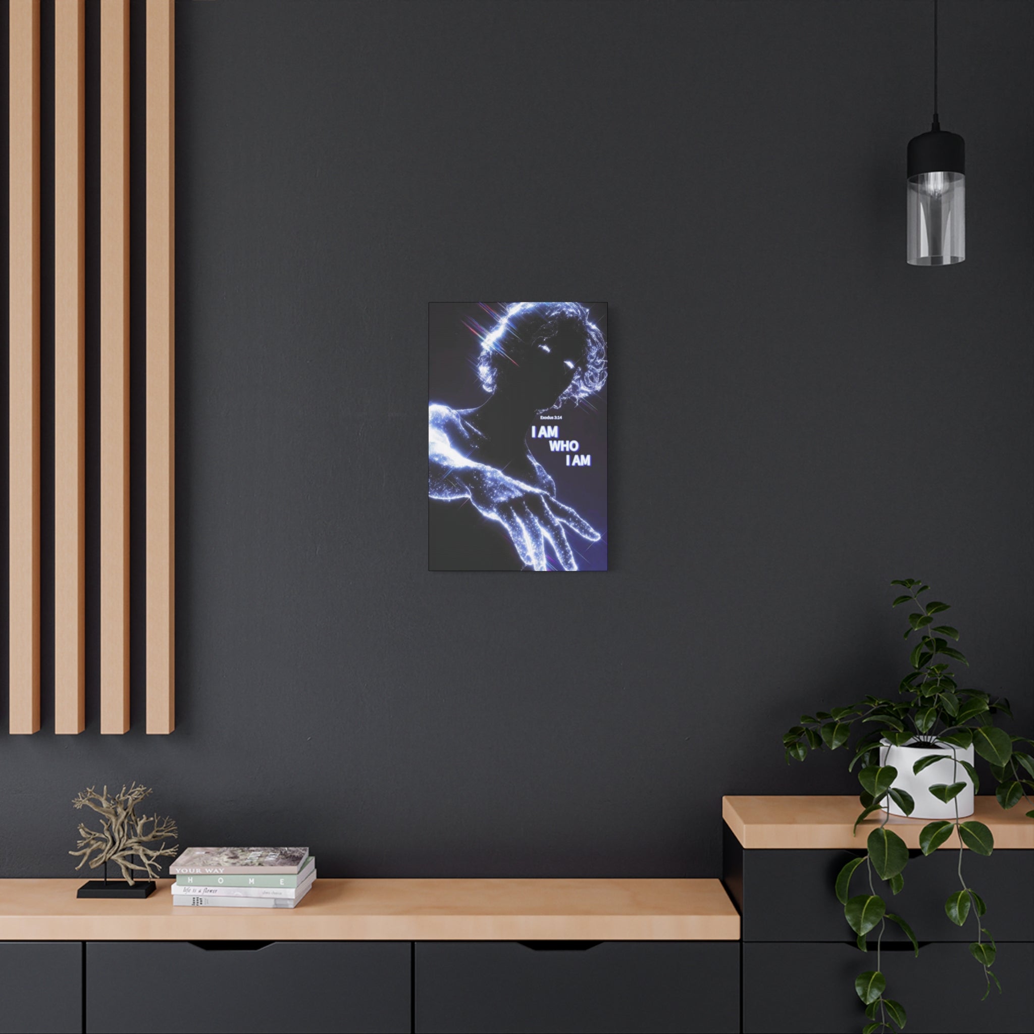 I AM WHO I AM – Neon Silhouette Wall Art Matte Stretched Canvas