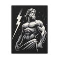 Ripped Zeus Lightning Matte Canvas Wall Art — Mythic God Poster Print