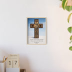 John 14:6 Religious Wall Art Poster with Jesus Cross & John 14:6 Quote — Framed Wooden Poster