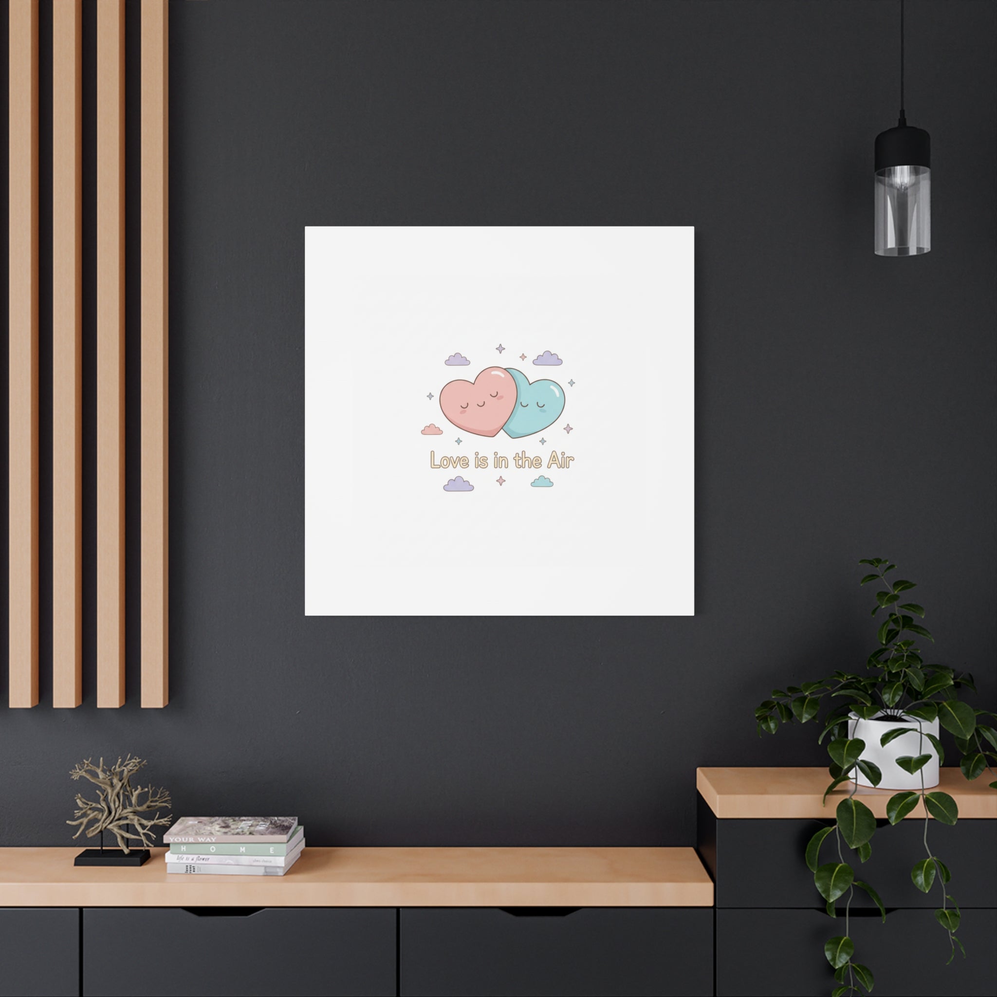 Love Is in the Air Heart Illustration Canvas | Micro‑Romance Galentine’s Pastel