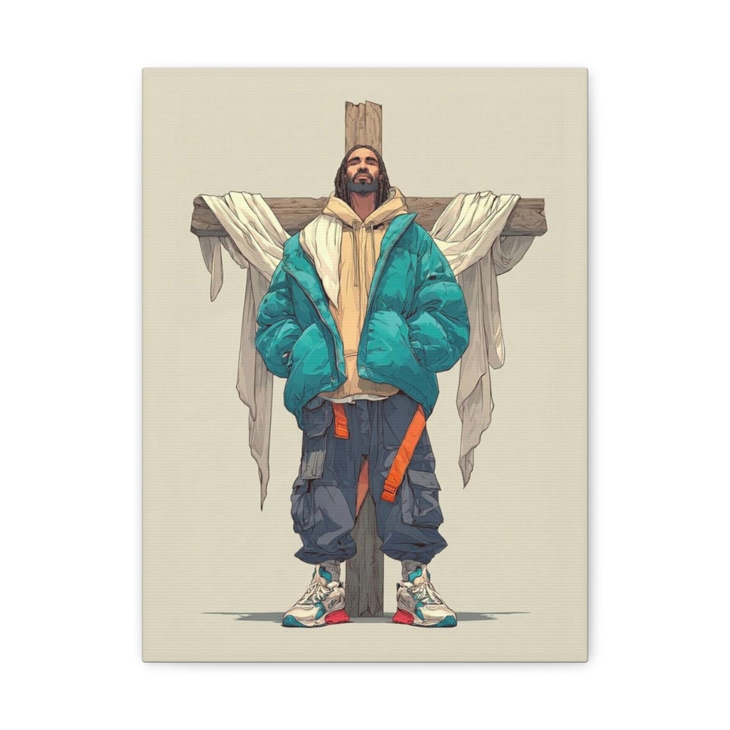 The Drip Lord — Teal Jacket Streetwear Illustration (Stretched) Matte Canvas Art