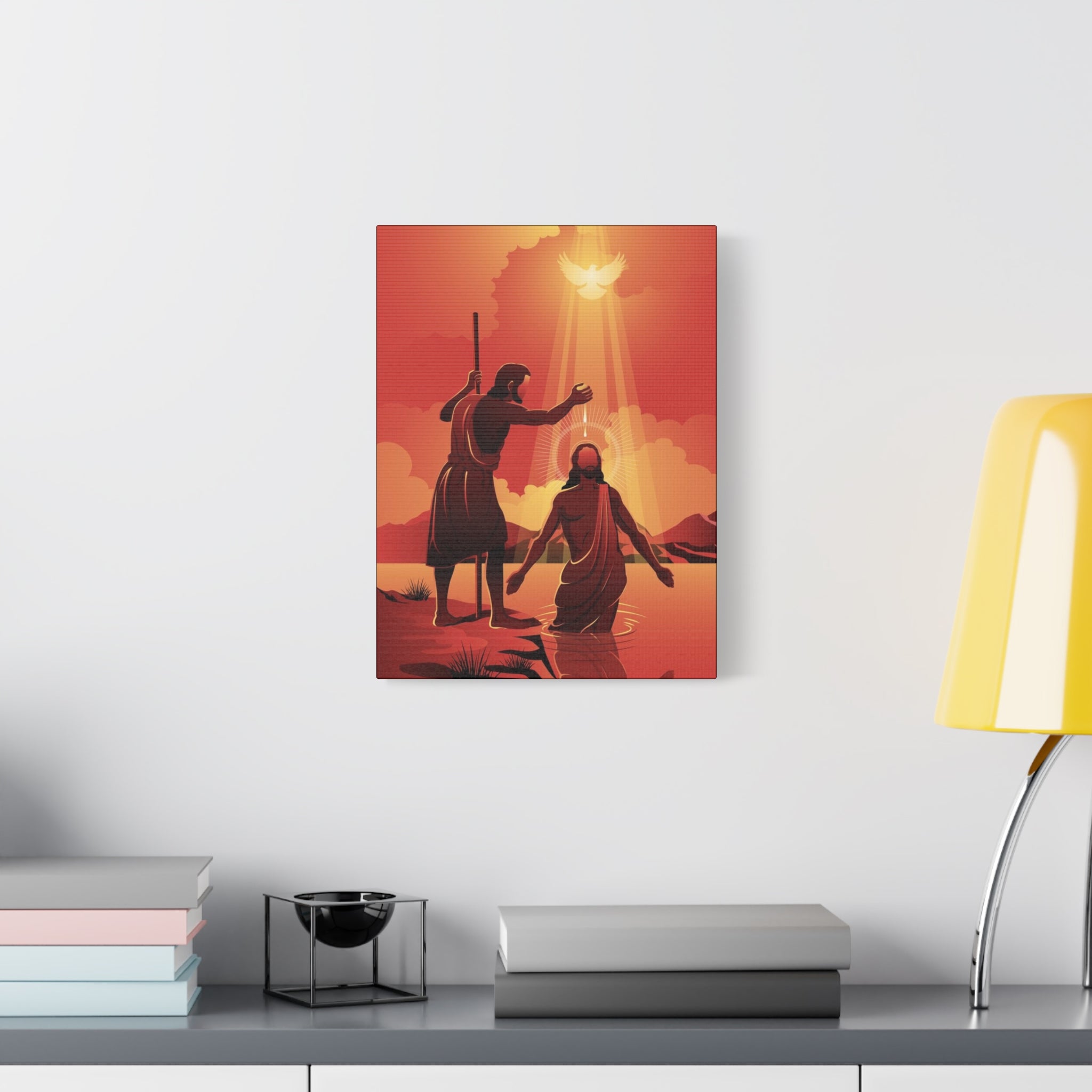 Baptism Scene Matte Canvas Print — Religious Christian Wall Art