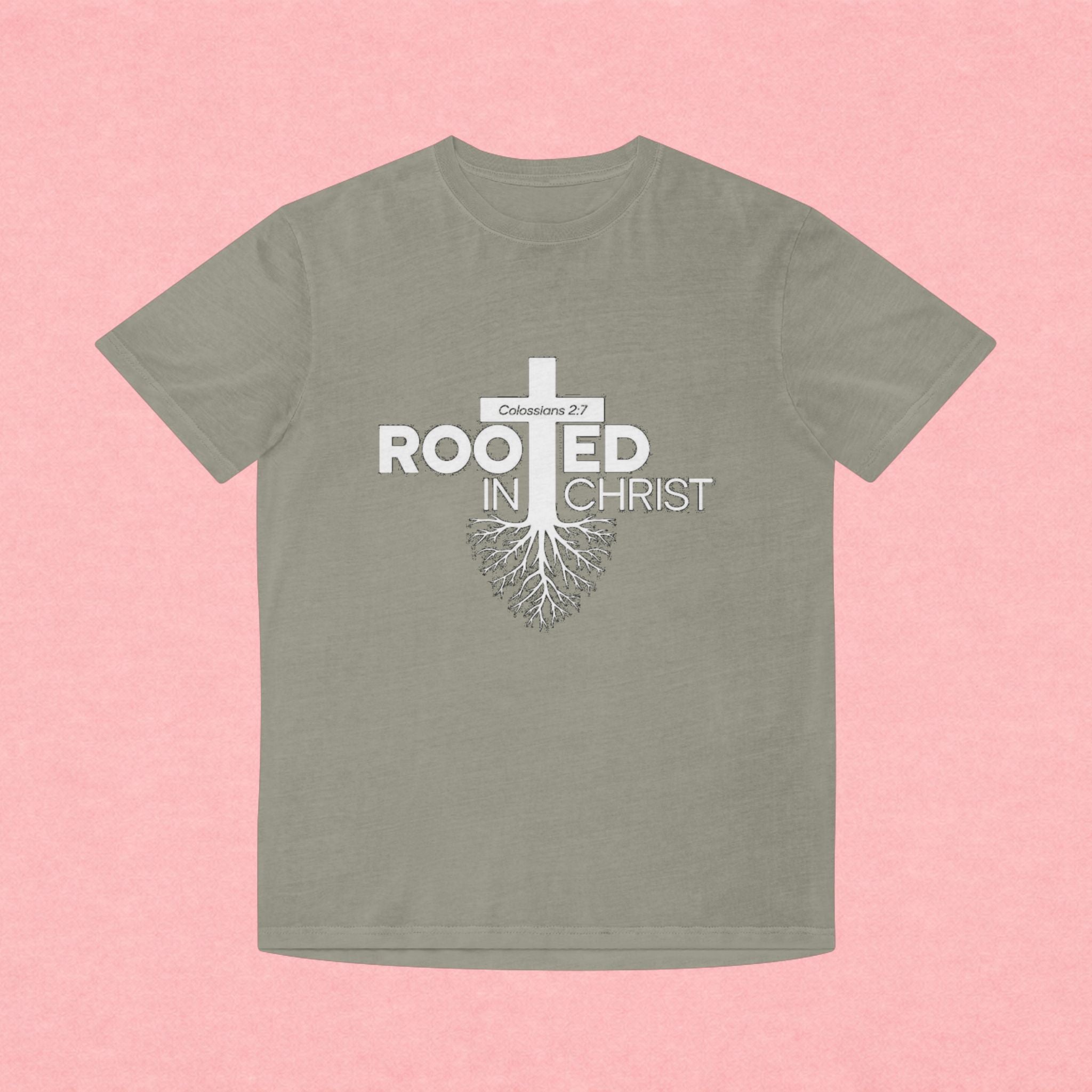 Rooted in Christ T-Shirt — Colossians 2:7 Christian Faith Tee