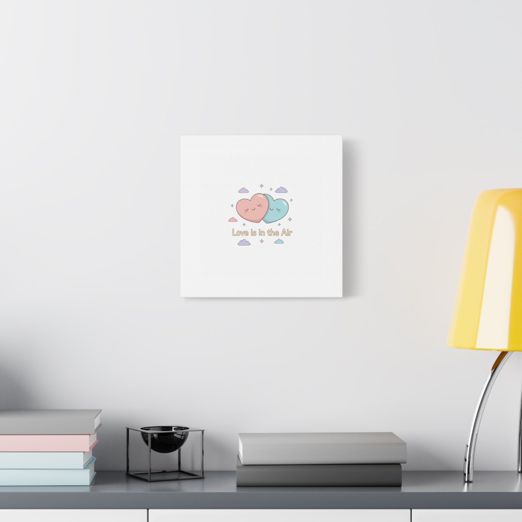 Love Is in the Air Heart Illustration Canvas | Micro‑Romance Galentine’s Pastel