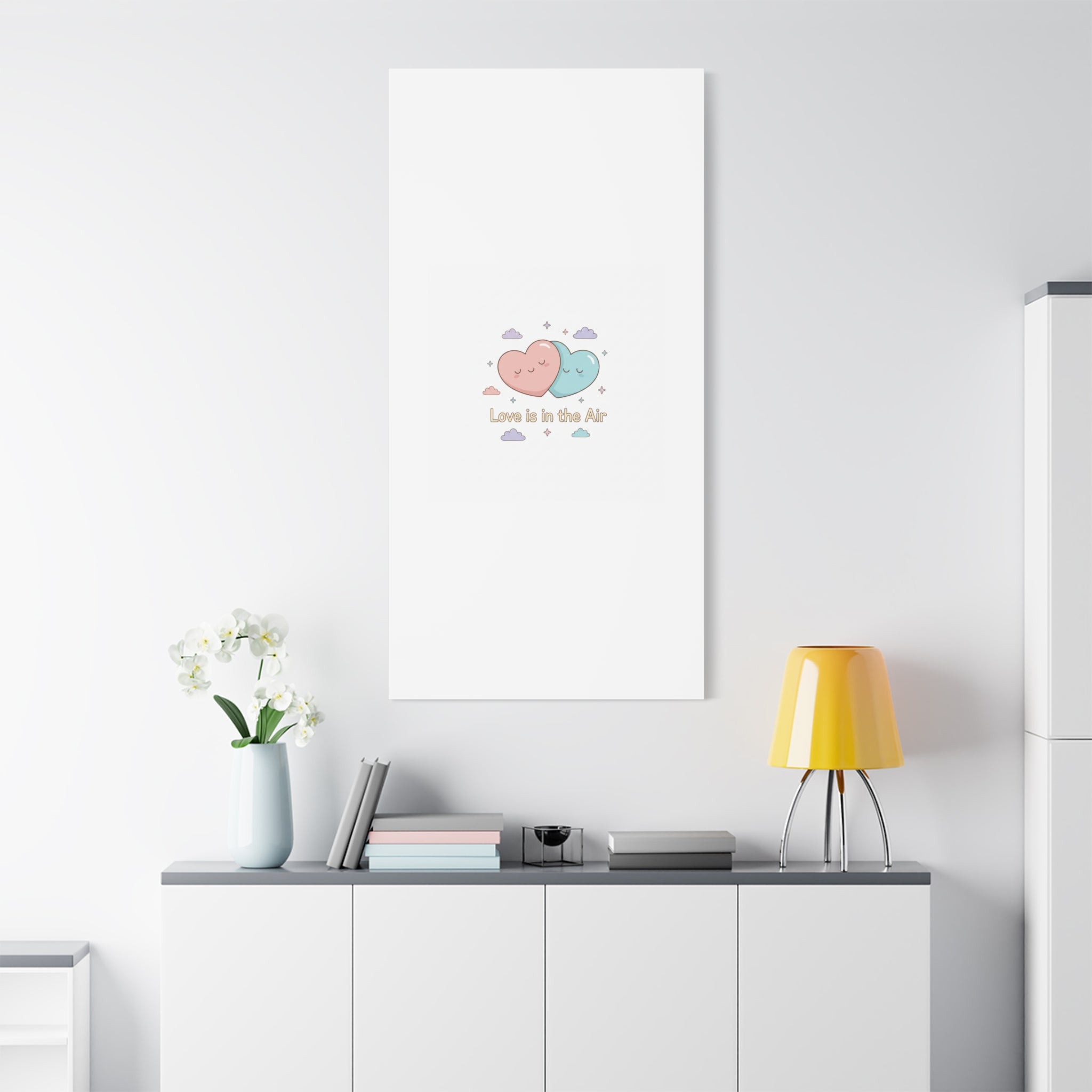 Love Is in the Air Heart Illustration Canvas | Micro‑Romance Galentine’s Pastel