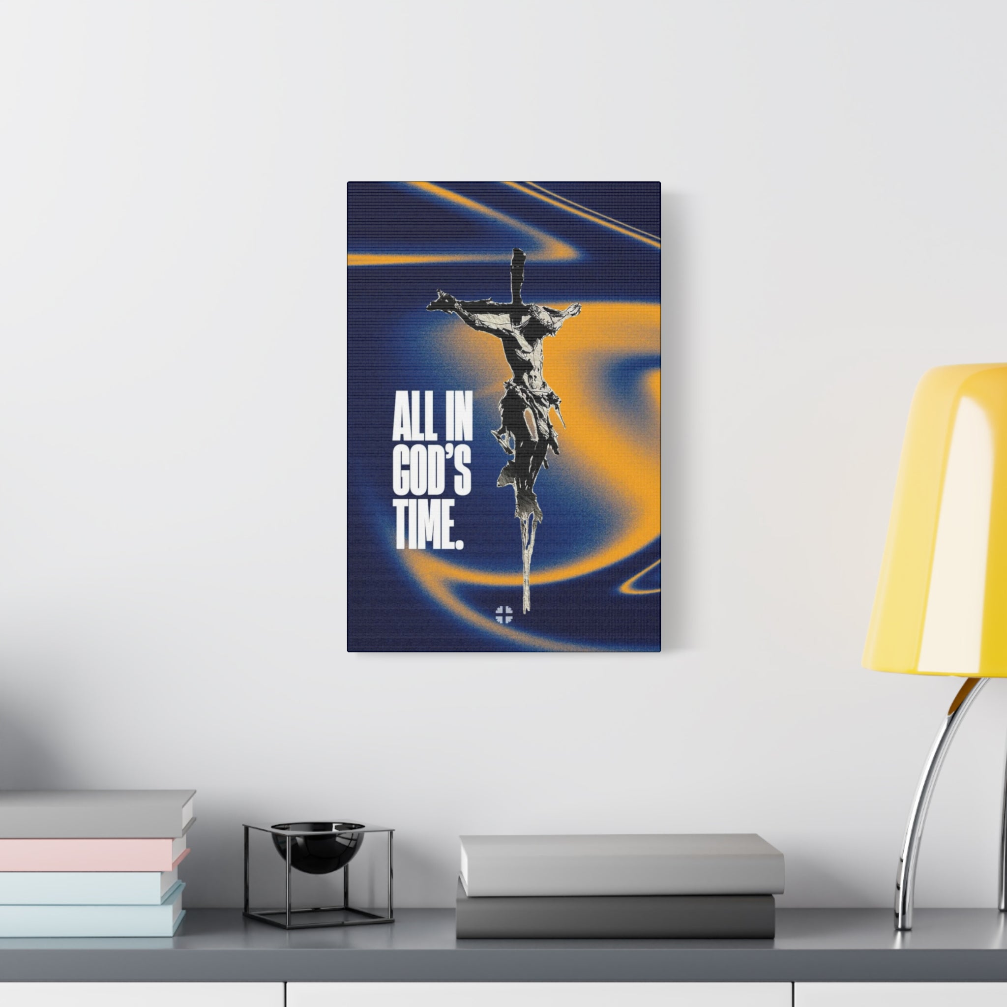 All in God's Time Canvas Wall Art — Modern Christian Crucifix Print