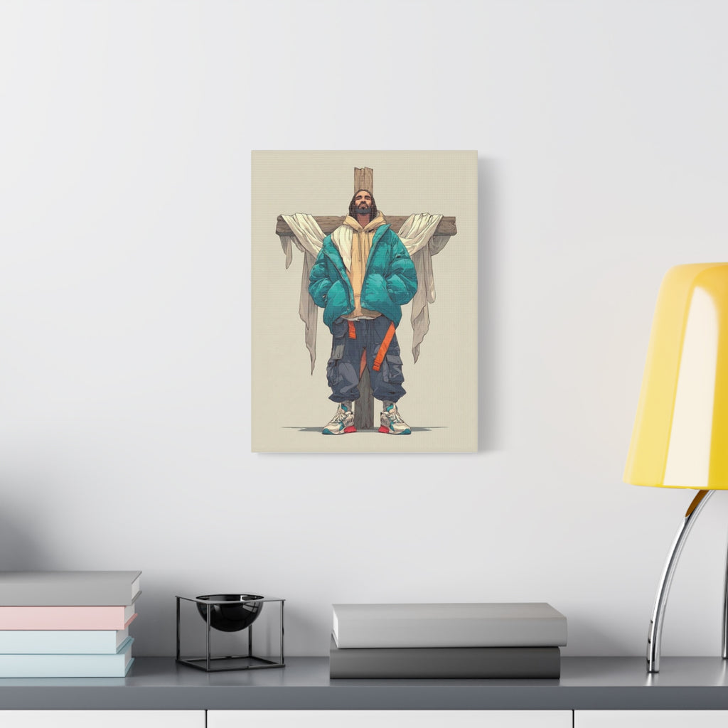 The Drip Lord — Teal Jacket Streetwear Illustration (Stretched) Matte Canvas Art