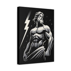 Ripped Zeus Lightning Matte Canvas Wall Art — Mythic God Poster Print