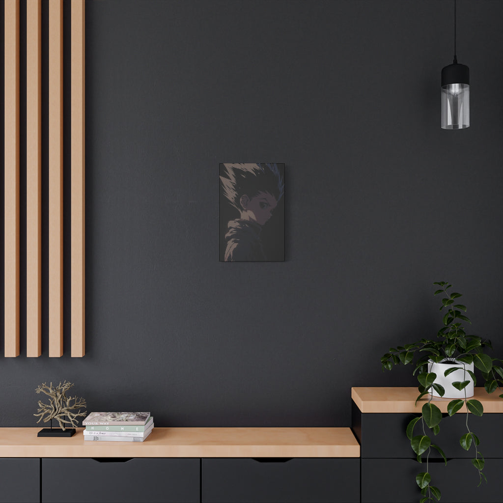 Dark Anime Portrait Matte Canvas Wall Art - Moody Character Silhouette