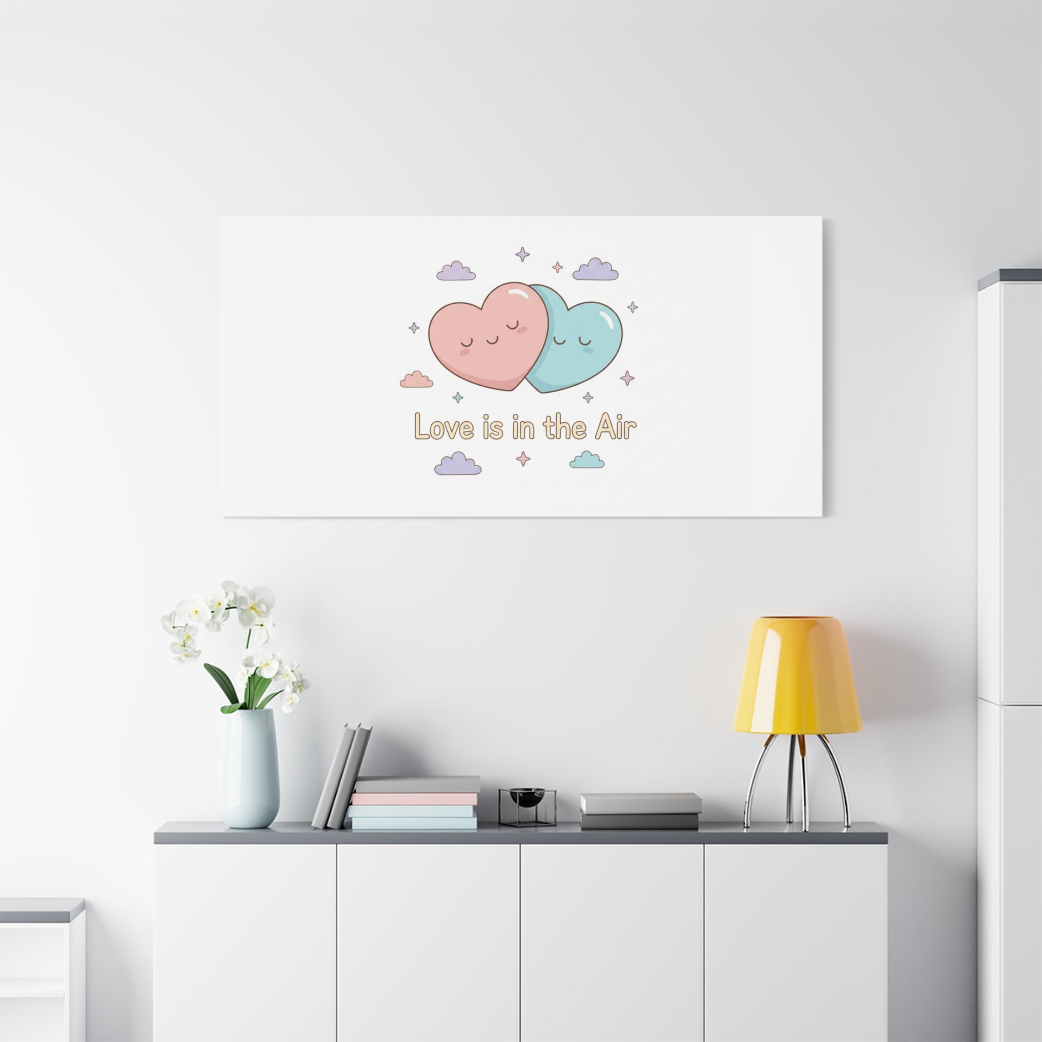 Love Is in the Air Heart Illustration Canvas | Micro‑Romance Galentine’s Pastel