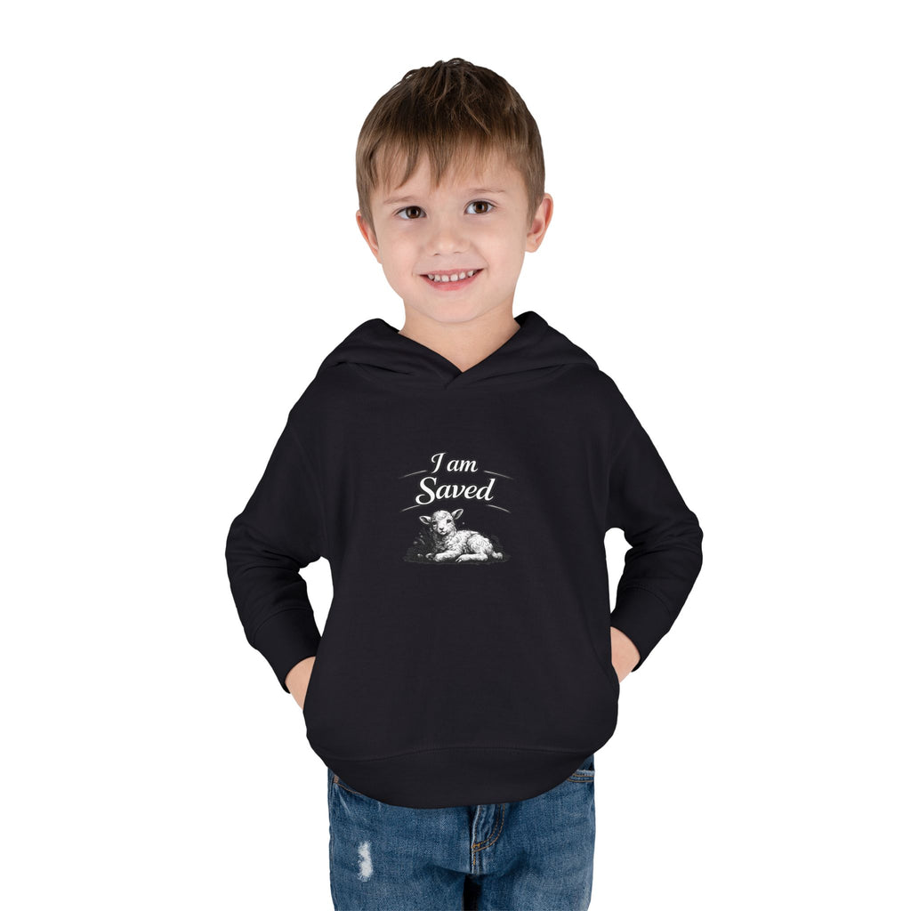 Toddler Hoodie — 'I Am Saved' Lamb & Jesus Portrait Christian Pullover