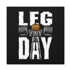 Leg Day Canvas Wall Art — Halloween Skeleton Pumpkin Weightlifting Gym Decor