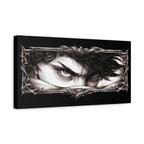 Matte Stretched Canvas - Intense Eye Portrait with Thorn Frame (Black)