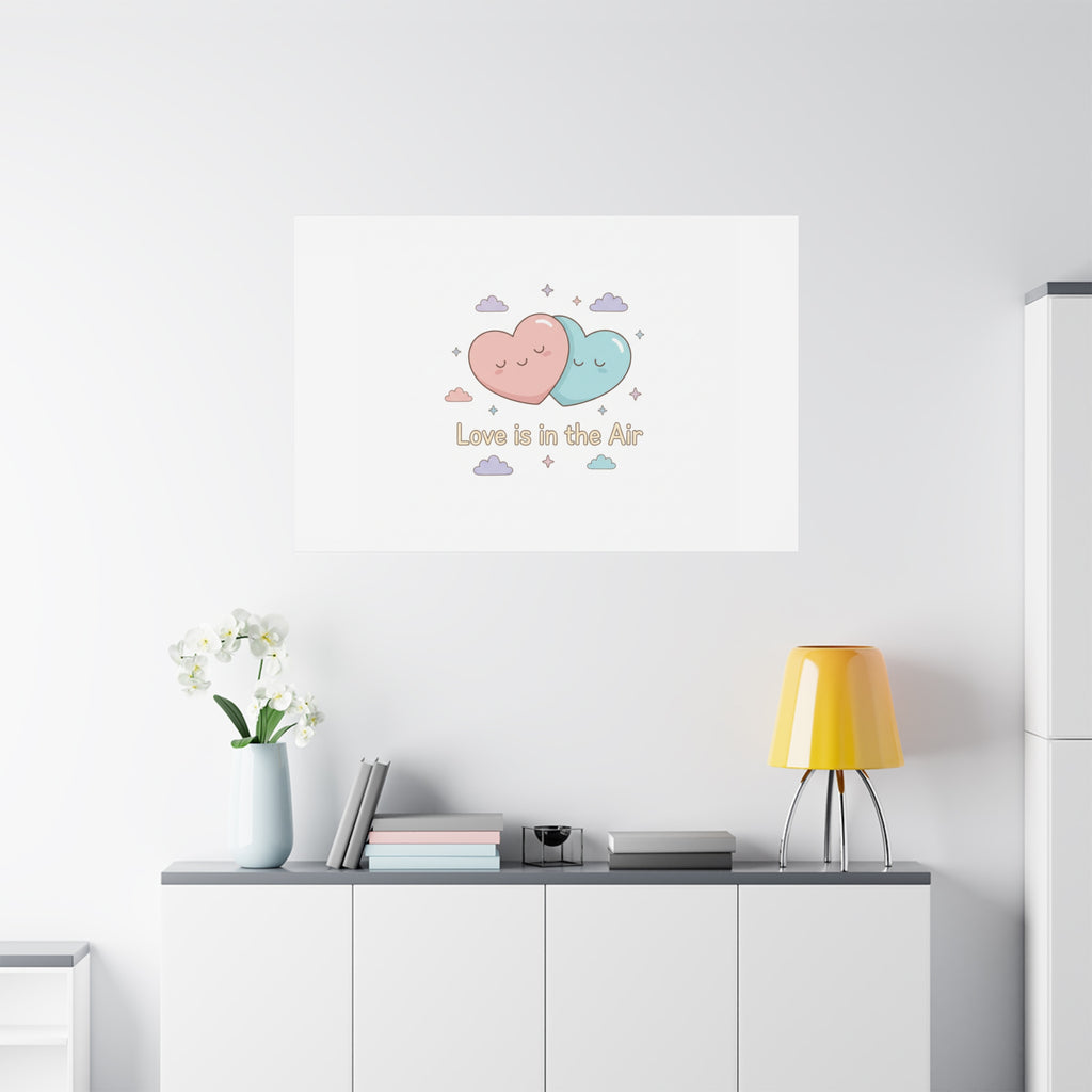 Love Is in the Air Heart Illustration Canvas | Micro‑Romance Galentine’s Pastel