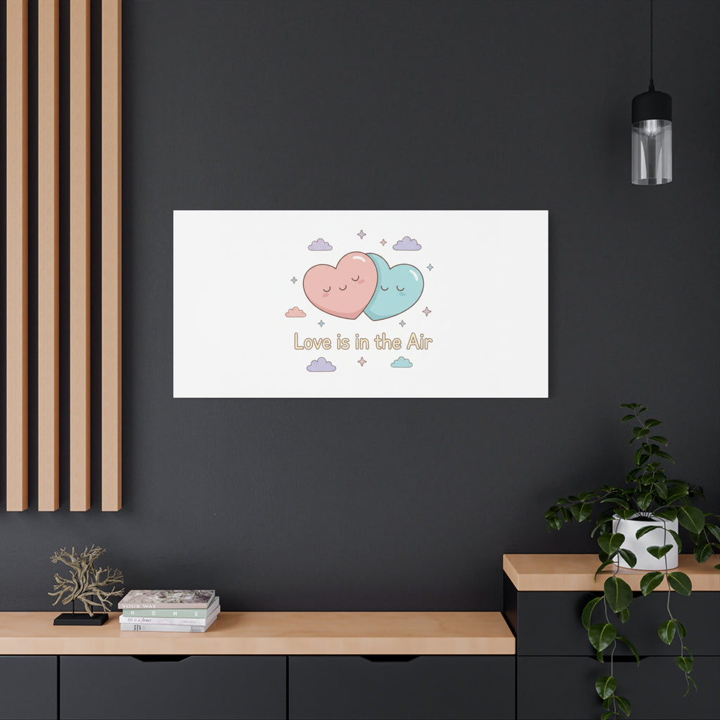 Love Is in the Air Heart Illustration Canvas | Micro‑Romance Galentine’s Pastel