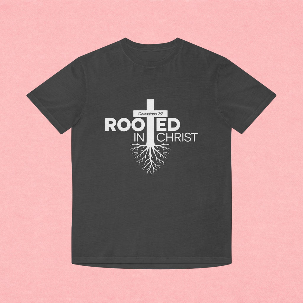 Rooted in Christ T-Shirt — Colossians 2:7 Christian Faith Tee